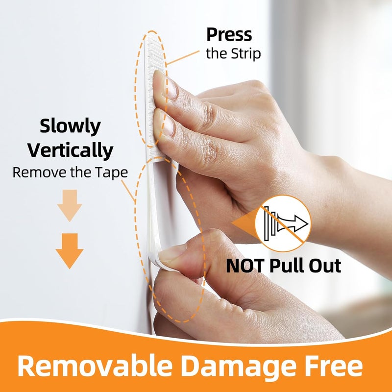 Summerbrite Picture Hanging Strips Heavy Duty 56 Strips Damage Free Wall Picture Hangers Without Nails, Removable Refill Adhesive Strips for Wall Posters Home Decor, Medium, White 28Pairs - Image 4